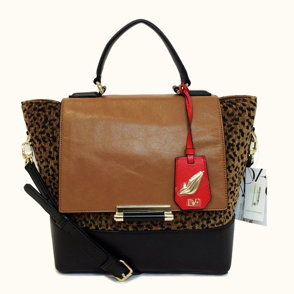 35% OFF DVF 440 Leopard Top Handle Satchel - Picture 1 of 11